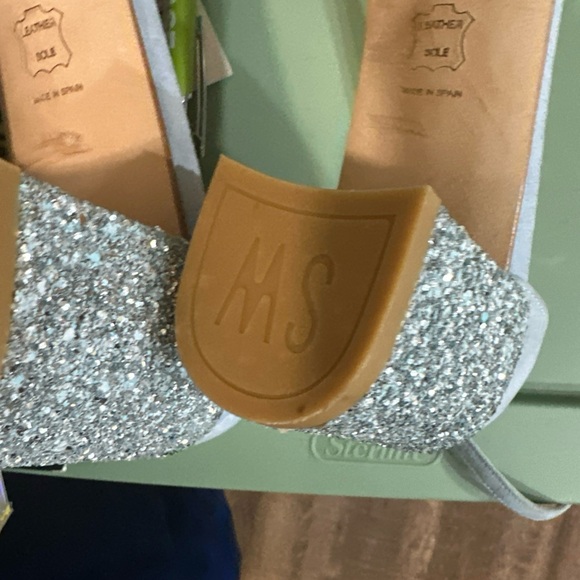 Stuart Weitzman Sky Blue Rhinestone Block Heels with Glitter- size 9 - Picture 4 of 5